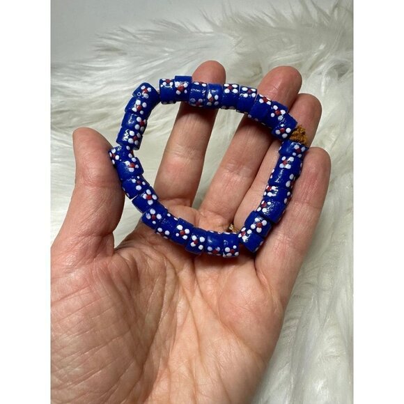 Blue Krobo Beaded Bracelet - Picture 3 of 4